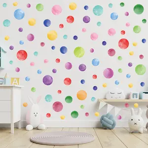 3 sheets/set Colorful Round Geometric Pattern Decorative Stickers Smooth Polka Dots Sticker Self-Adhesive Backing Wall Decal, Creative Style Home Decoration