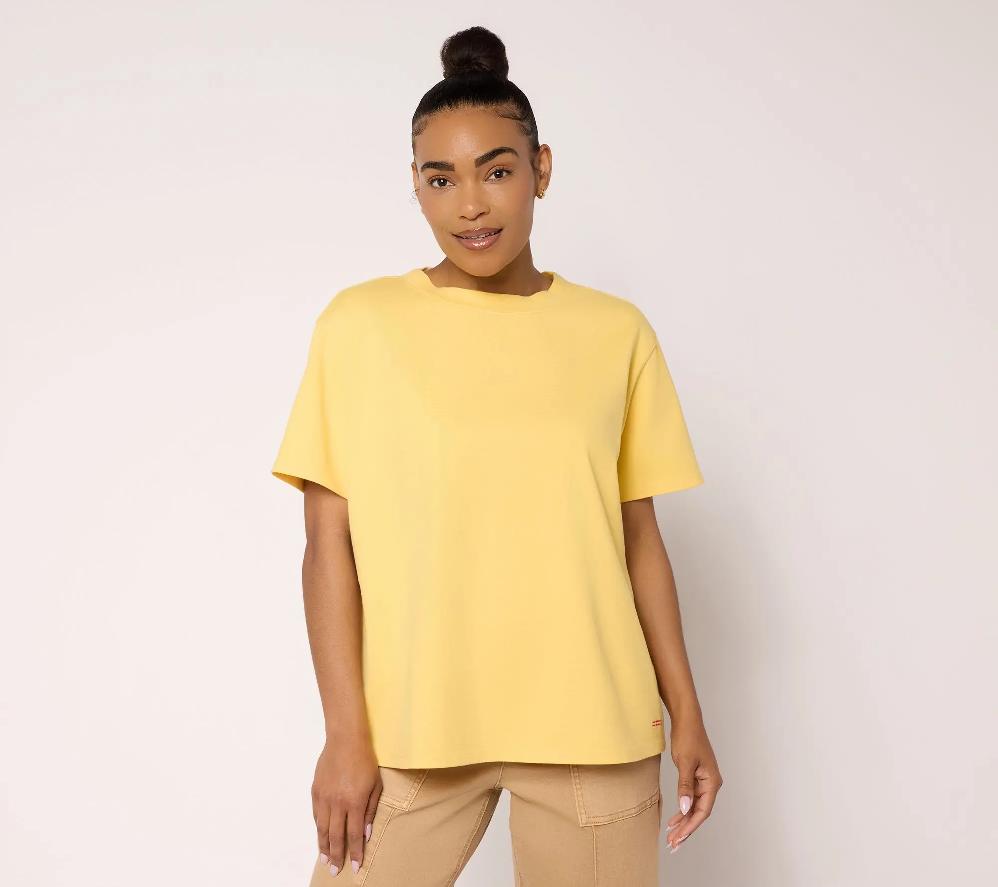 Peace Love World Cotton Wide Crew with Embroidered Motif Tee