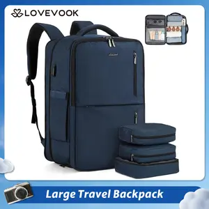 LOVEVOOK Fall TSA-Friendly Expandable Carry-on Travel Backpack with 6 Packing Cubes and Shoe Compartment, Personal Item, Airline Approved Travel Bag for Hiking, Overnight and Weekender Trips, Gift for Valentine's Day.