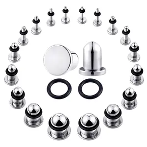 18pcs 14g-00g Ear Gauges Stretching Kit Stainless Steel Plugs With Rubber Rings Short Taper Expander Set For Men Women