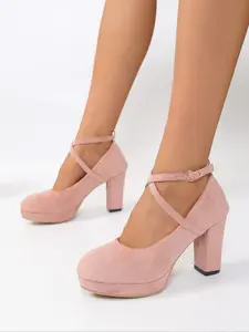 Women's New Elegant Stylish Classic Thick Sole Mary Jane High Heels, Textile Upper, Rubber Sole, Casual All Seasons Shoes, Valentine's Day Gift