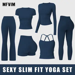 MFVIM 2-Piece Impact  Set for  Women's Long/Short Sleeve T-Shirt Tank Top +  Impact Shorts with Butt Lift, Seamless  Biker Shorts, Going Out  Set,  Clothing, Skinny Sports Apparel, Compression Activewear  Wear  Clothin gym fitness workout Yoga Bottoms Spr