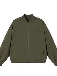 Men's Pilot Jacket, Single Color Stand Collar Windproof Coat, Casual Street Style Zipper Outerwear, Fashionable and Practical, Casual Pocket Outerwear