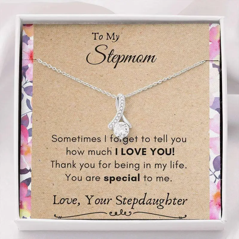 Mom Necklace, Stepmom Necklace, Bonus Mom Necklace Gift, Stepmom Mother In Law Wedding Gift From Bride 612, Beautiful Necklace Gifts for Mom - Perfect Mother's Day Jewelry, Thoughtful & Meaningful Gift for Mother
