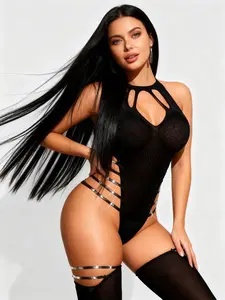 RSLOVE SummerVibes  Women's True Sparkle Rhinestone Lingerie Bodystocking - Glitzy Stretchy Open-Knit Bodysuit with Attached Thigh-High Stockings, 1-Size Summervibes Snatched Design, Romantic Gifts for Wife, Hand Wash Only summerwins,summerwins