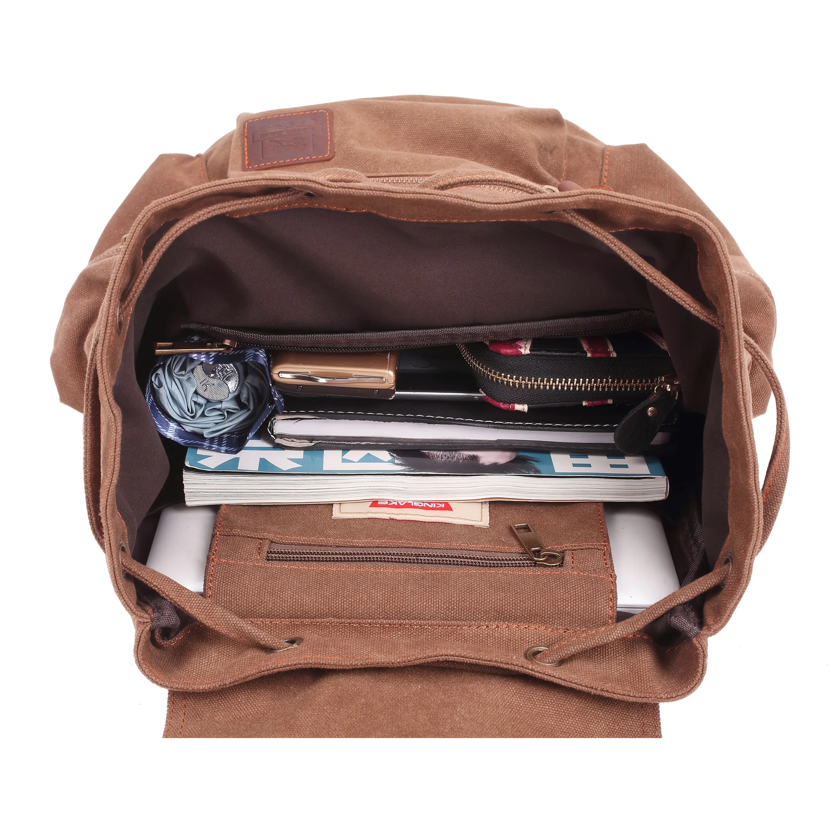 Vintage Casual Canvas-Leather Rucksack Bookbag - Backpacks for School, Adjustable Shoulder Strap, Black, for Adults’ Work Travel (Sports & Outdoor Use)