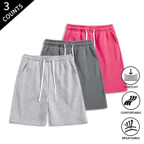 Men’s 3-Pack Activewear Sweat Shorts - Soft, Comfortable, Breathable, Stretch Fabric, Pocketed Design for Hot Weather All-Day Wear - Ideal for Workouts, Everyday Activities