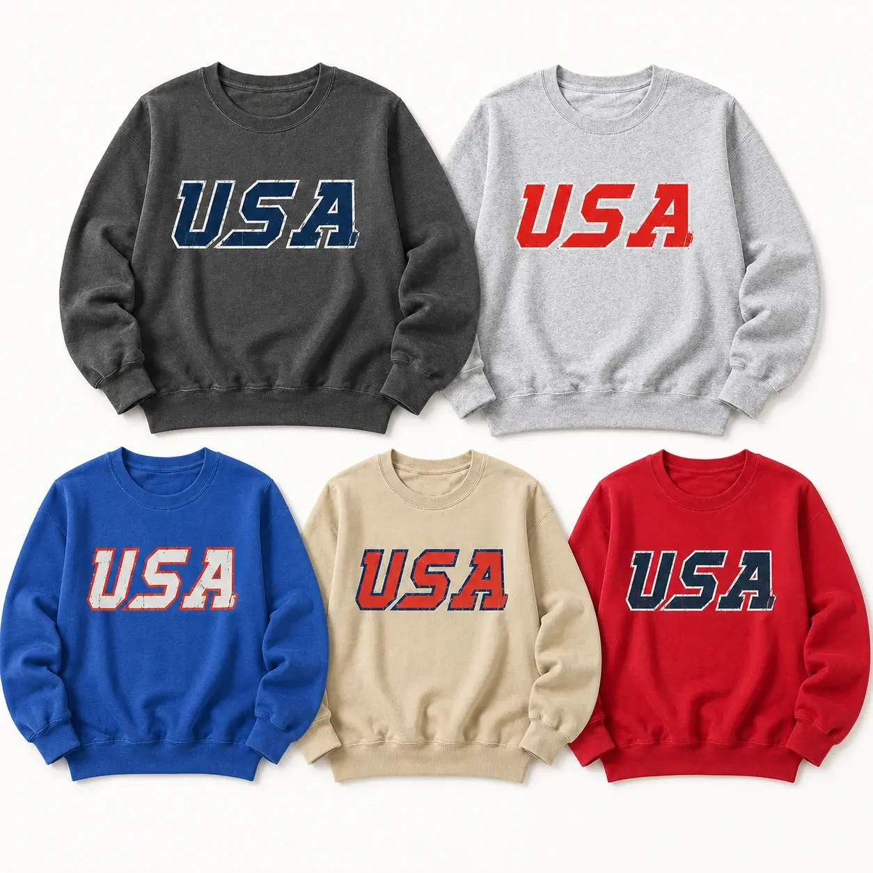 Custom USA Patriotic Sweatshirt, Choose Your Color Variant, Vintage American Flag Style Shirt, 4th of July Memorial Day Gift