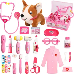 Doctor Kit for Toddlers 3-5 Dress Up for 2+ Year Olds Girls Pretend Veterinarian Toddler Doctor Play Set with Costume Dog Toy Gifts for 2 3 4 5 6 Year Old Girls