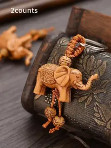 Boho Elephant Keychain for Men and Women, Beaded Trunk Design Fashion Bag Charm Accessory
