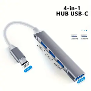 4-In-1 USB-C HUB Adapter Converter, High-Speed Data Transfer, 4 USB Charging Ports, Essential Accessory for Modern Devices