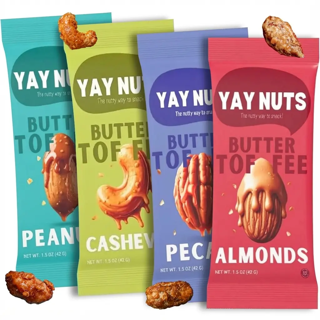 Yay Nuts Sampler Pack 4 Flavors -  Yay Nuts Snack Protein
