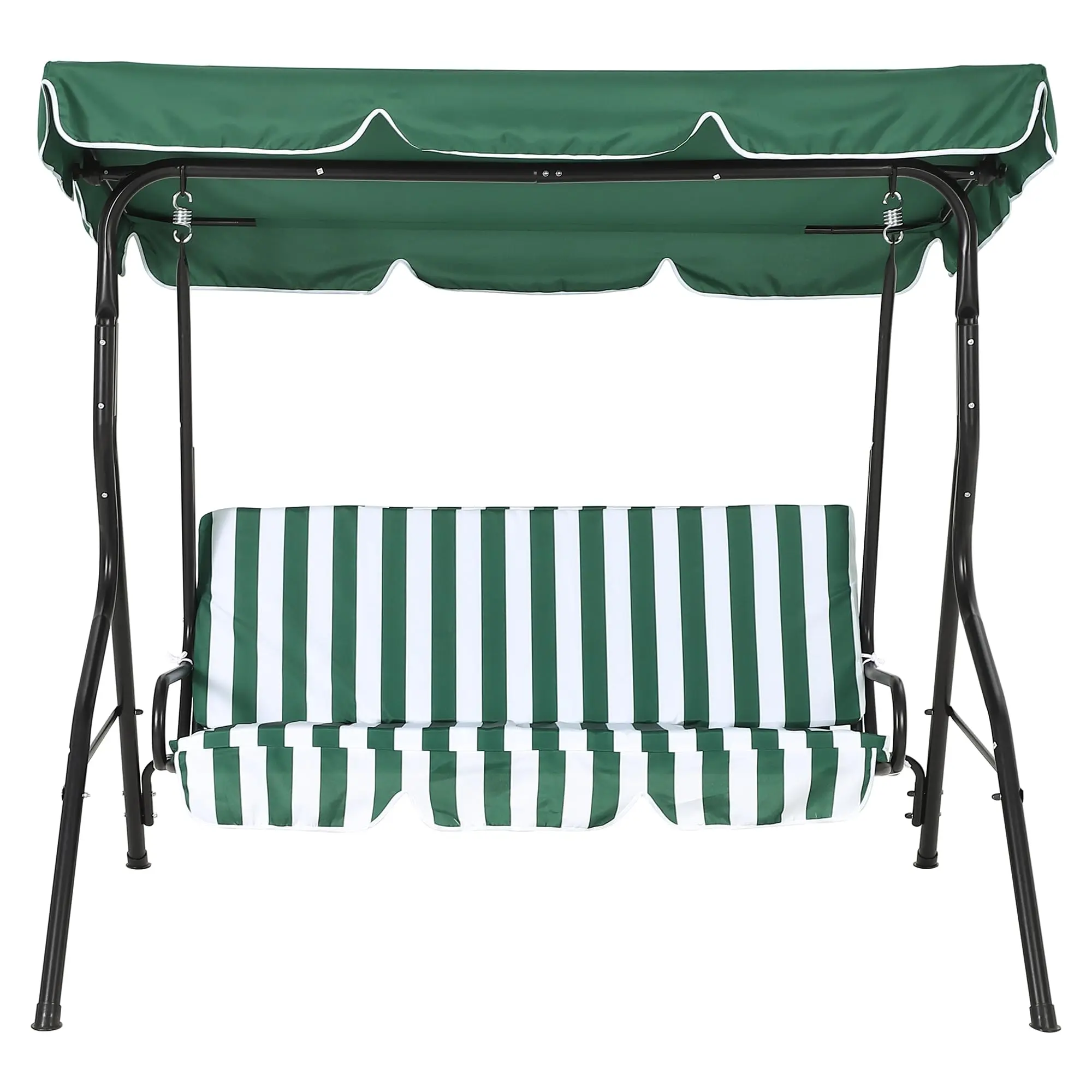 Garvee Outdoor Folding Porch Swing Chair with Adjustable Canopy, Steel Frame, Thick Cushions, and 3-Seat Bench for Adults