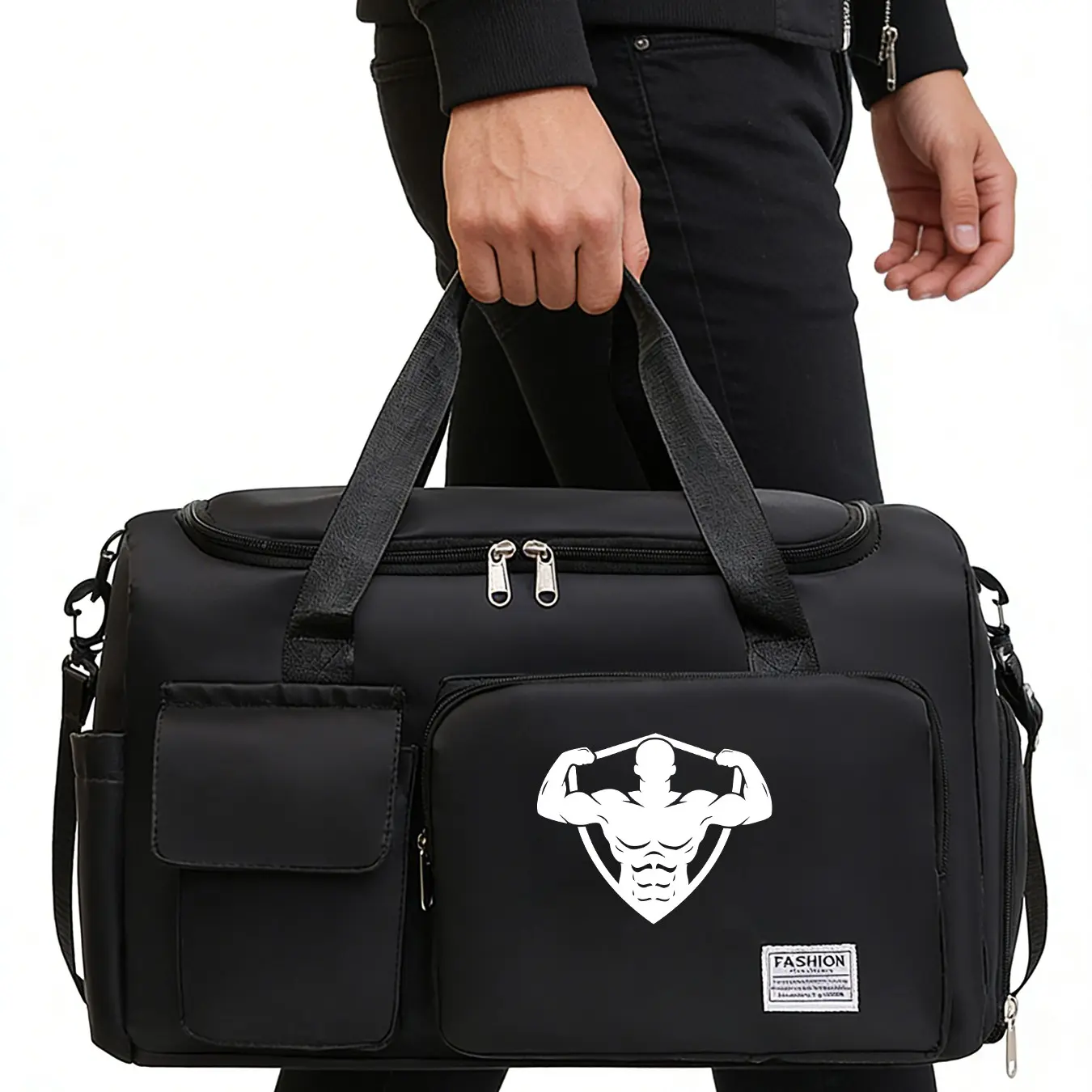 Men's Fitness Muscle Print Sports Bag, Gym Bags, Large Capacity Handbag, Crossbody Training Bag, Yoga Backpack, Lightweight Travel Bag, Workout Sport Bags