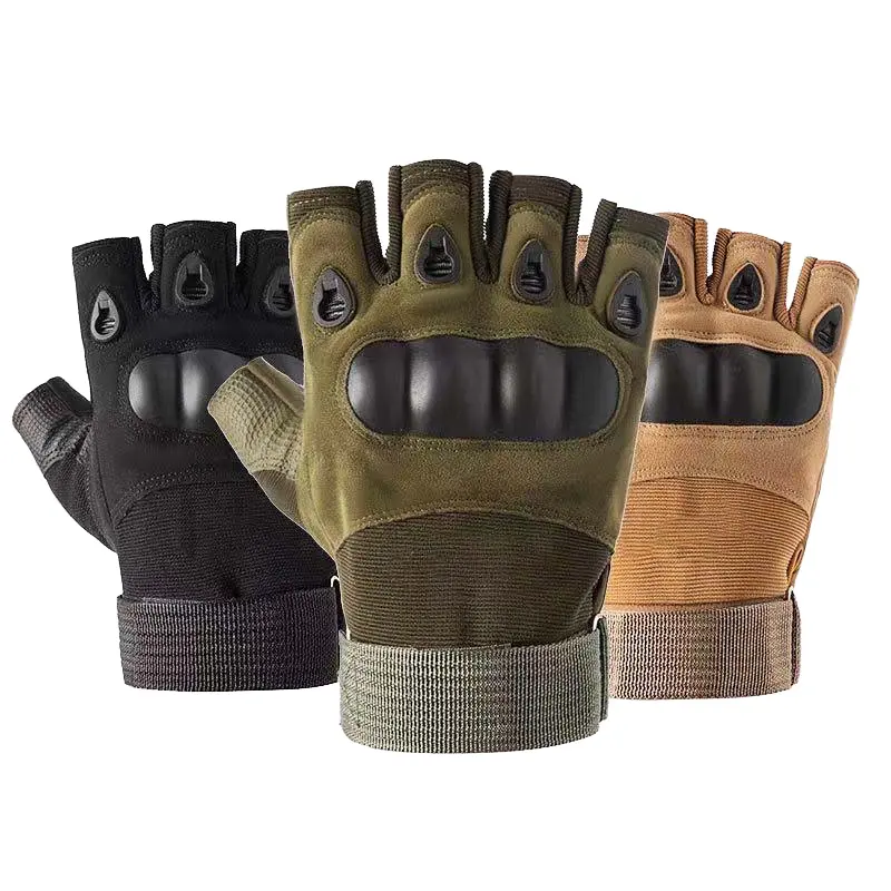 Fingerless Tactical Gloves For Outdoor Hunting, Breathable Wear Resistant Non Slip Half Finger Protective Mittens For Workout Cycling Training And Sports Activities