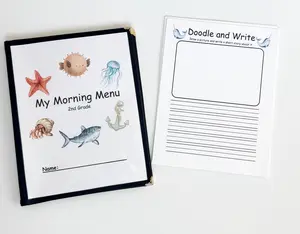 2nd Grade Morning Menu with 22 Activity Pages Kid's Activity Book for Homeschool Curriculum Learning Book Reusable Educational Pages