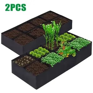 8-Cell Grow Bag Set (2-Pack), 2x4 feet breathable planting box suitable for indoor and outdoor vegetable, potato, flower planting, felt planting bag