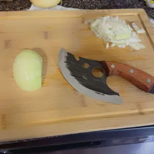 kitchen AWEE Meat Cleaver for Meat Cutting, Hand Forged Butcher Knife with Wood Handle, Full Tang Chopping Cleaver for Kitchen Outdoor BBQ Camping，Meat Cleaver for Meat Cutting, High Carbon Viking Knife, Full Tang Chef Kitchen Butcher Knife for Home