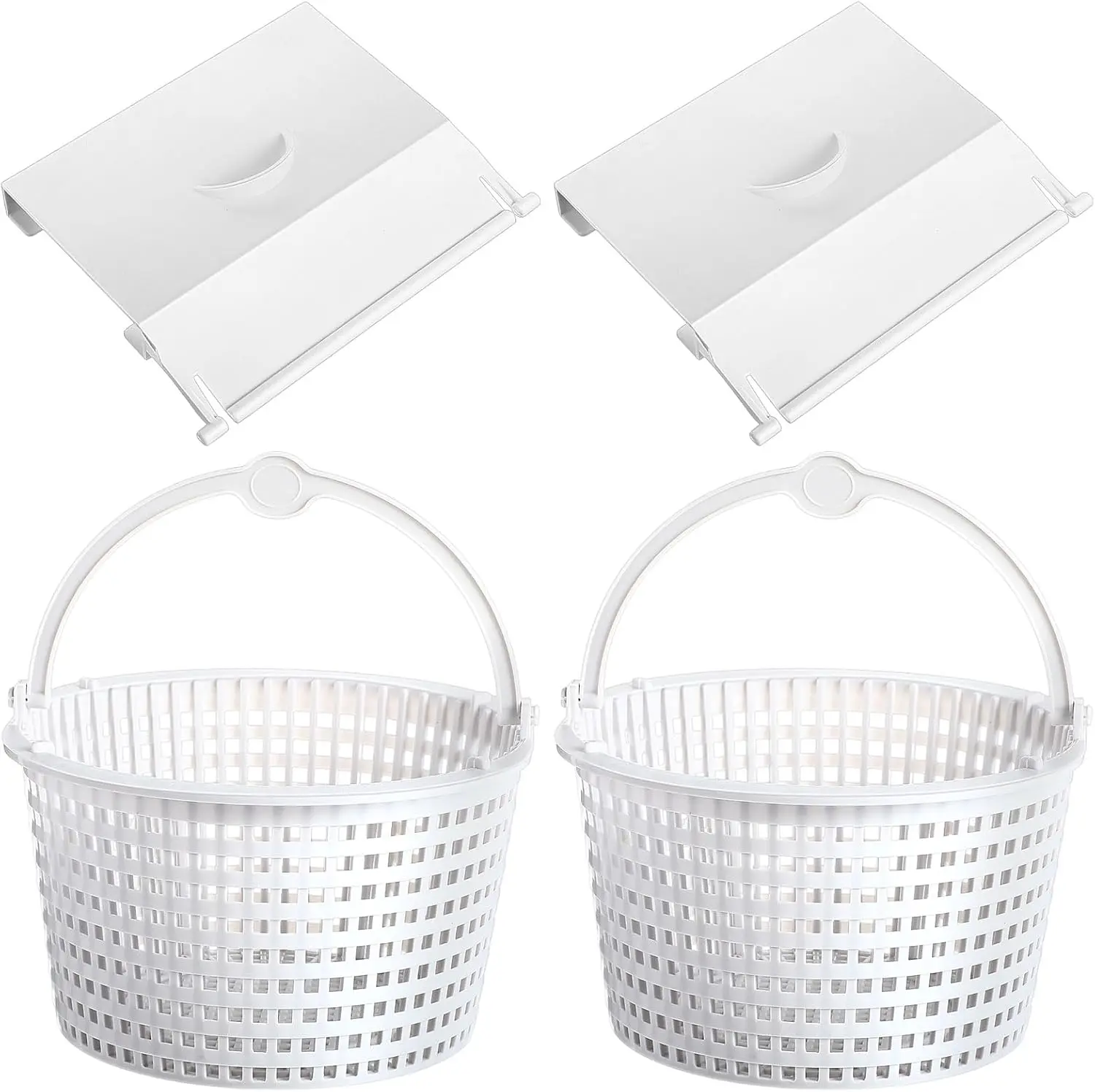 4 count SPX1091C Pool Skimmer Basket & SPX1091K1 Pool Skimmer Weir Door Compatible with Hayward Automatic SP1091LX SP1091WM Models, Above Ground Inground Swimming Replacement Accessories
