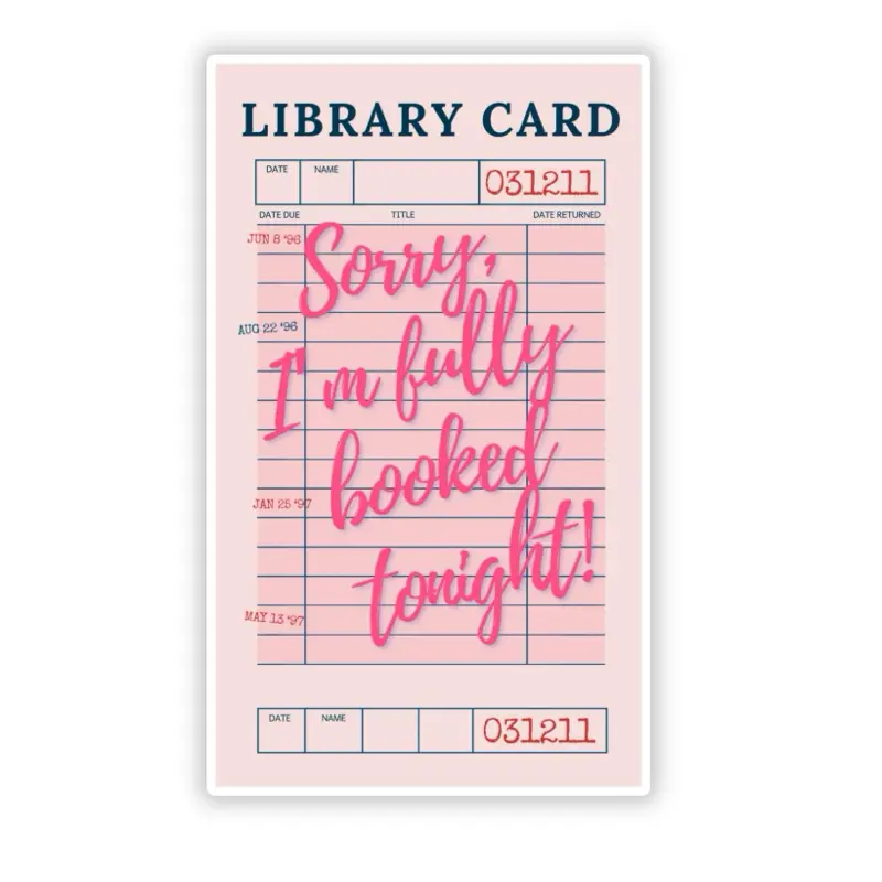 Bookish Library Card Stickers - Waterproof, Scratch-Resistant Vinyl - Glossy or Glitter Stickers - DIY Scrapbooking Decals for Book Lovers, Laptops, Water Bottles