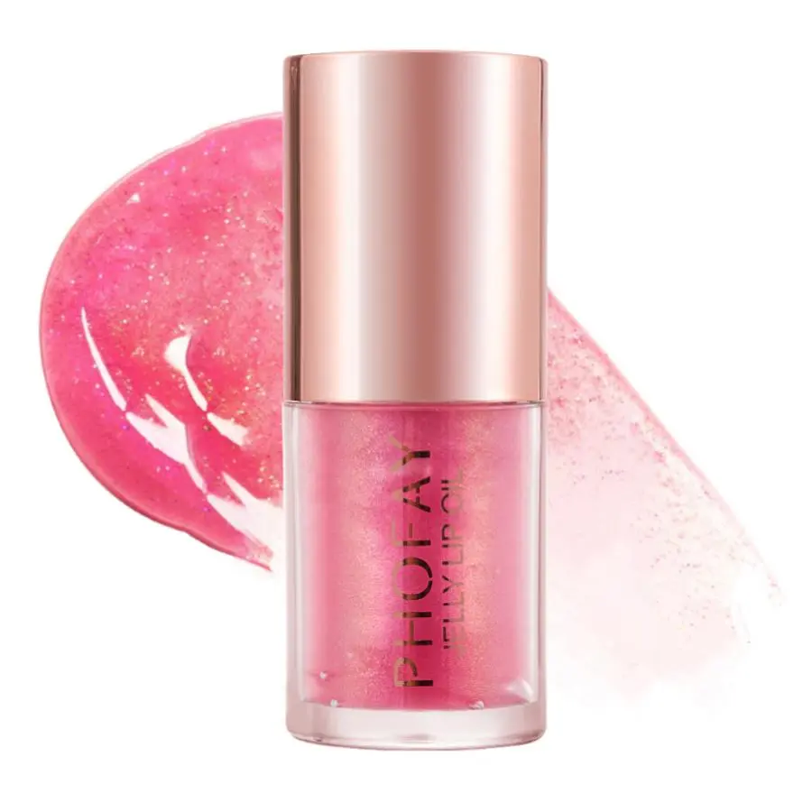 PHOFAY Hydrating Lip Care Oil - Lightweight Moisturizing Treatment with Jumbo Applicator, Nourishing Glossy Formula, Non-Sticky High Shine Finish for Juicy Jelly Lips Makeup, Beauty Cosmetic