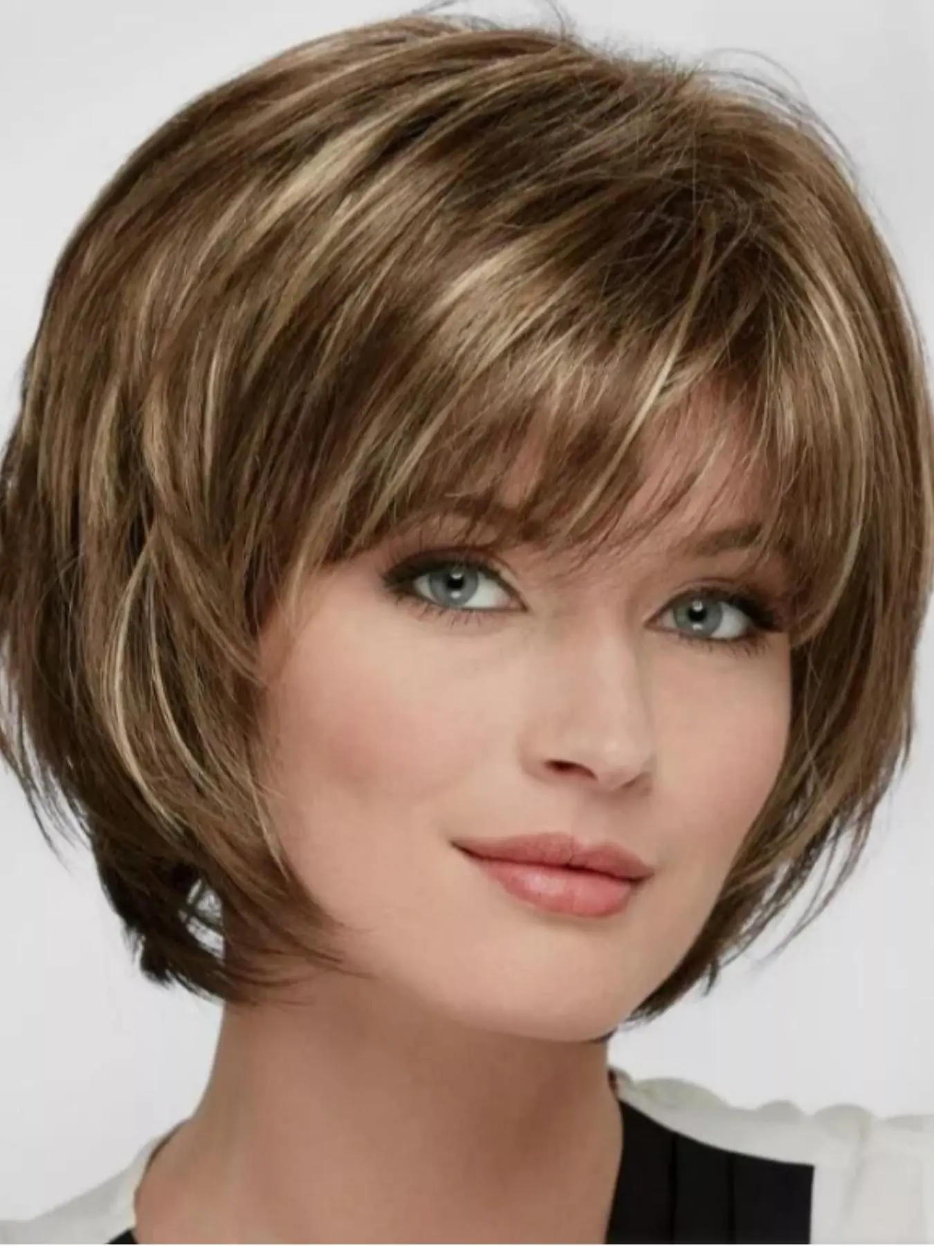 10 Inch Short Straight Bob Wigs for Women, Natural Looking Gorgeous Fluffy Convenient Wigs with Air Bangs, Synthetic Full Machine Wigs for Party Photography, Daily Use, Machine Made Wig