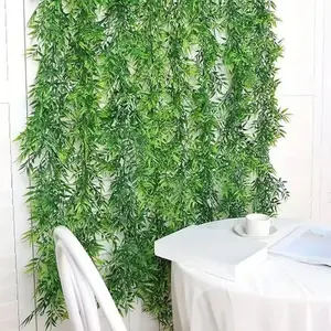 2pcs Artificial Bamboo Leaves Vines Greenery Garland 5.74ft Greenery Vines Nature Green for Table Home Wedding Decoration Artificial Ivy Vine