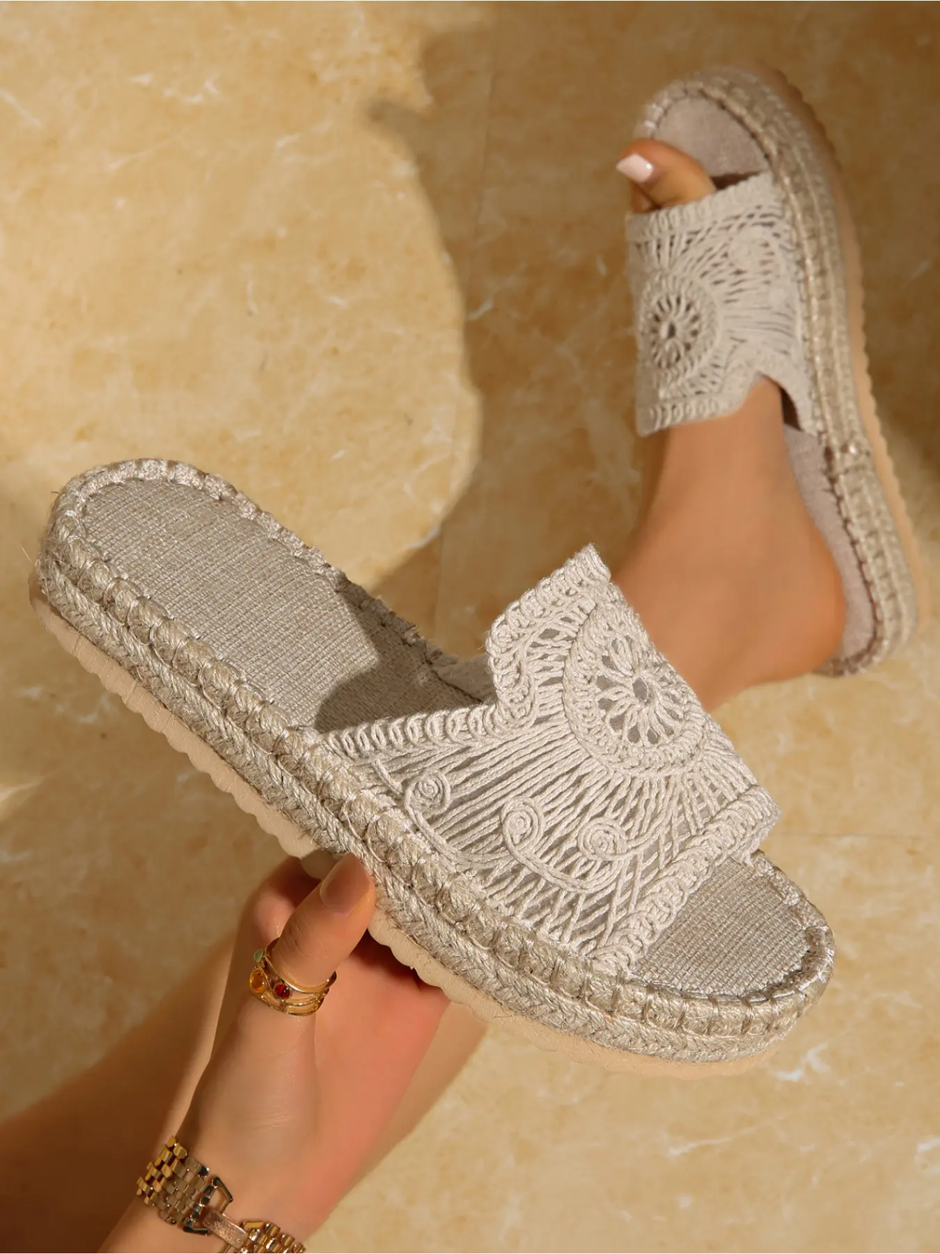 2026 Latest Trendy High-Top Thick Sole Sandals, Hollow-out Breathable Braided Soft Sole Mules, Vacation Style Fisherman Half Slides, VersaOutdoor Sandals