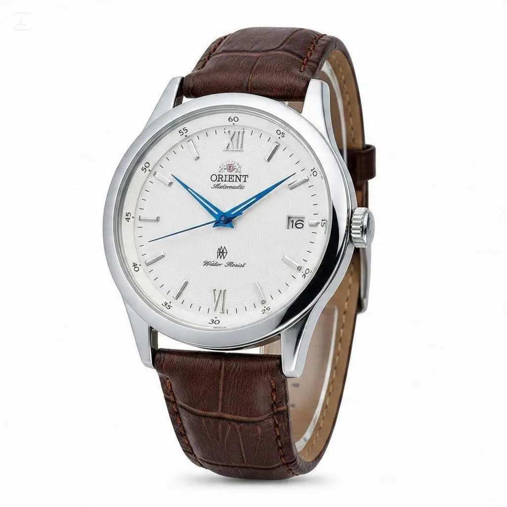 Men's Automatic Mechanical Wristwatch - Roman Numeral Vertical-Stripe Dial, 3-O'Clock Date Window, Stainless Steel-Crocodile Pattern Leather Strap, Business-Casual Timepiece, Multi-Color Dial, Ideal Men's Birthday Gift