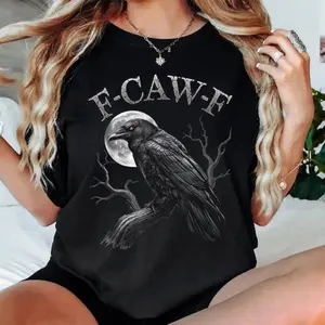 F-Caw-F Funny Crow Shirt, Black Crow Moonlit Raven Unisex T-shirt, Funny Sassy Raven Lover Gift, Nature-Inspired, Raven Tshirt