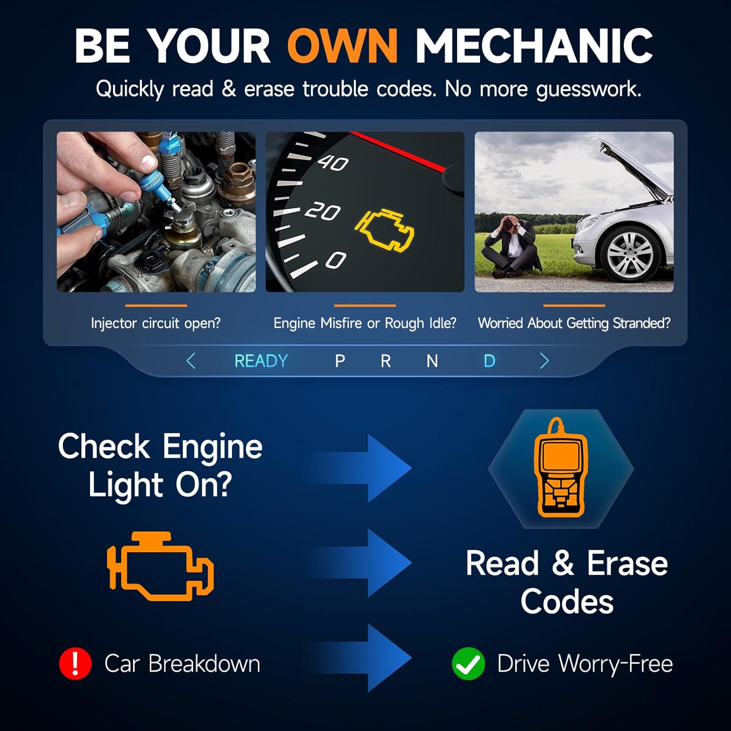 OBD2 Scanner FOXWELL NT301 Live Data Professional Mechanic OBDII Diagnostic Code Reader Tool for Check Engine Light,Support 100+ Car Brands,Free Update Lifetime