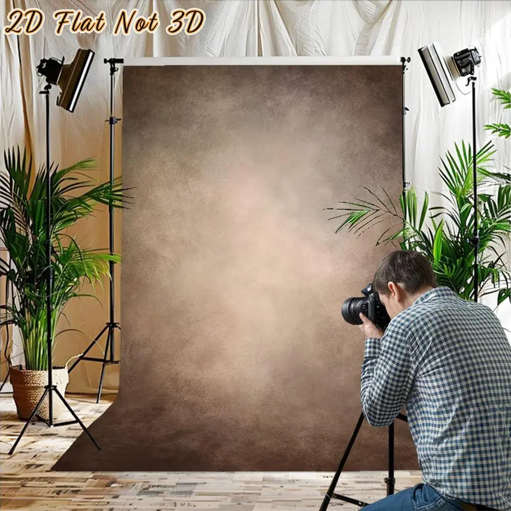 Polyester Reusable Retro Gradient Brown 2D Flat Photography Backdrop - 1PC Home & Festive Party Supplies, Birthday Decoration Banner for Children, Studio Photo & Live Streaming Use