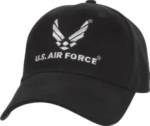Black - US AIR FORCE Logo Emblem Adjustable Baseball Cap, Structured