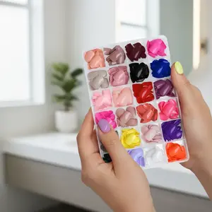 576pcs Short Round Square Fake Nails Full Cover Glossy Short Nails Press on Acrylic False Nail Tips for Kids Women