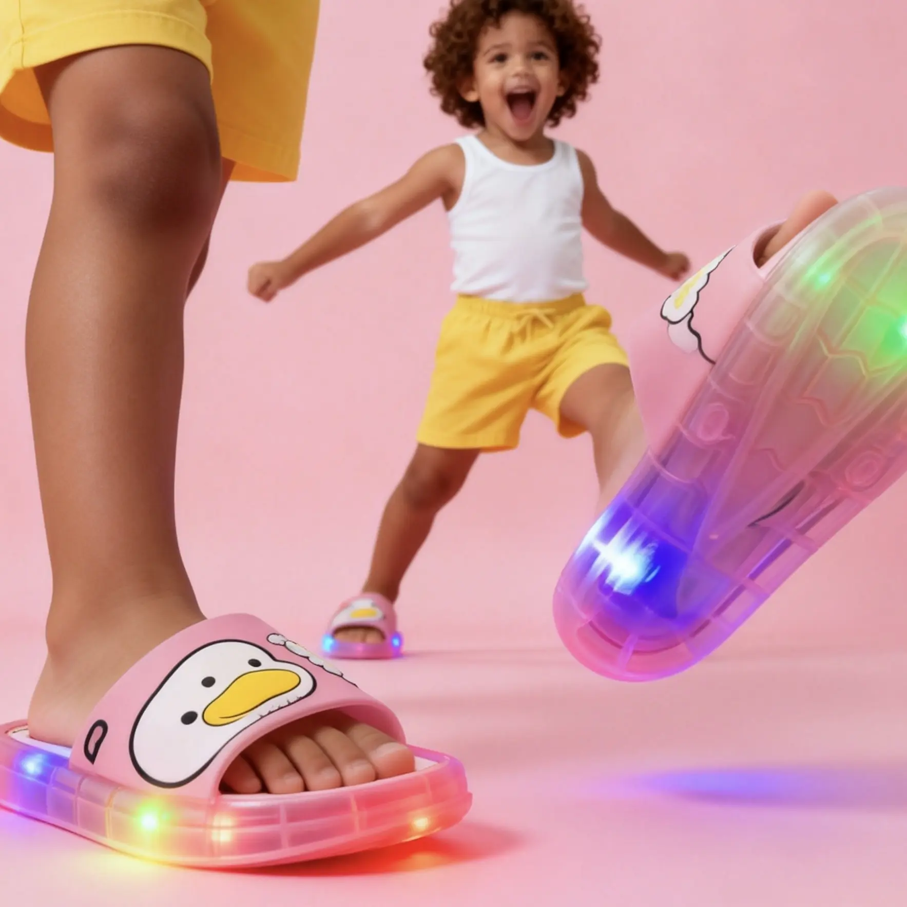 LED Light Up Slippers - Heel Activated Glow, Auto Color Changing & Flashing Mode Footwear pink house shoes Sporty Breathable Clogs Girl