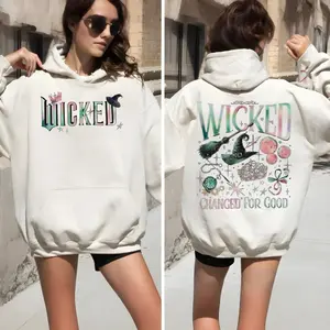 Wicked Movie 2 Sided Sweatshirt, Wizard Of Oz Fan Gift, Witch Pink And Green Hoodie, Pop Culture Graphic Tee Shirt, A New Musical, Unisex Sweater