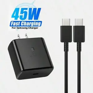 45W Super Fast Charging Charger & Type C Cable (2pcs/set), USB-C PD Wall Charger for Galaxy S22 Ultra/S22+/S22, Note 10+/Note 20/S20/S21, Z Fold 4/Z Flip 4