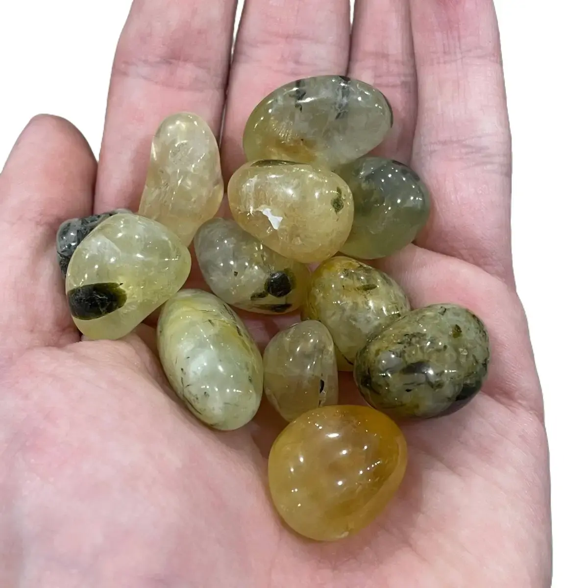 Golden Prehnite Tumbled Stone – Polished Yellow-Green Mineral Specimen