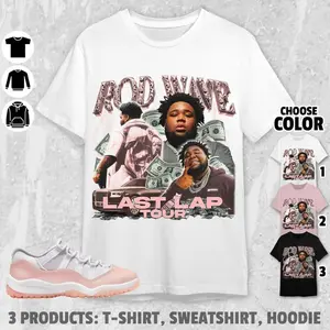 AJ 11 Low Legend rose T-shirt unisexe, sweat-shirt, sweat à capuche, t-shirts Rd Wave Last Lap Tour, chemise rose clair assortie à la basket