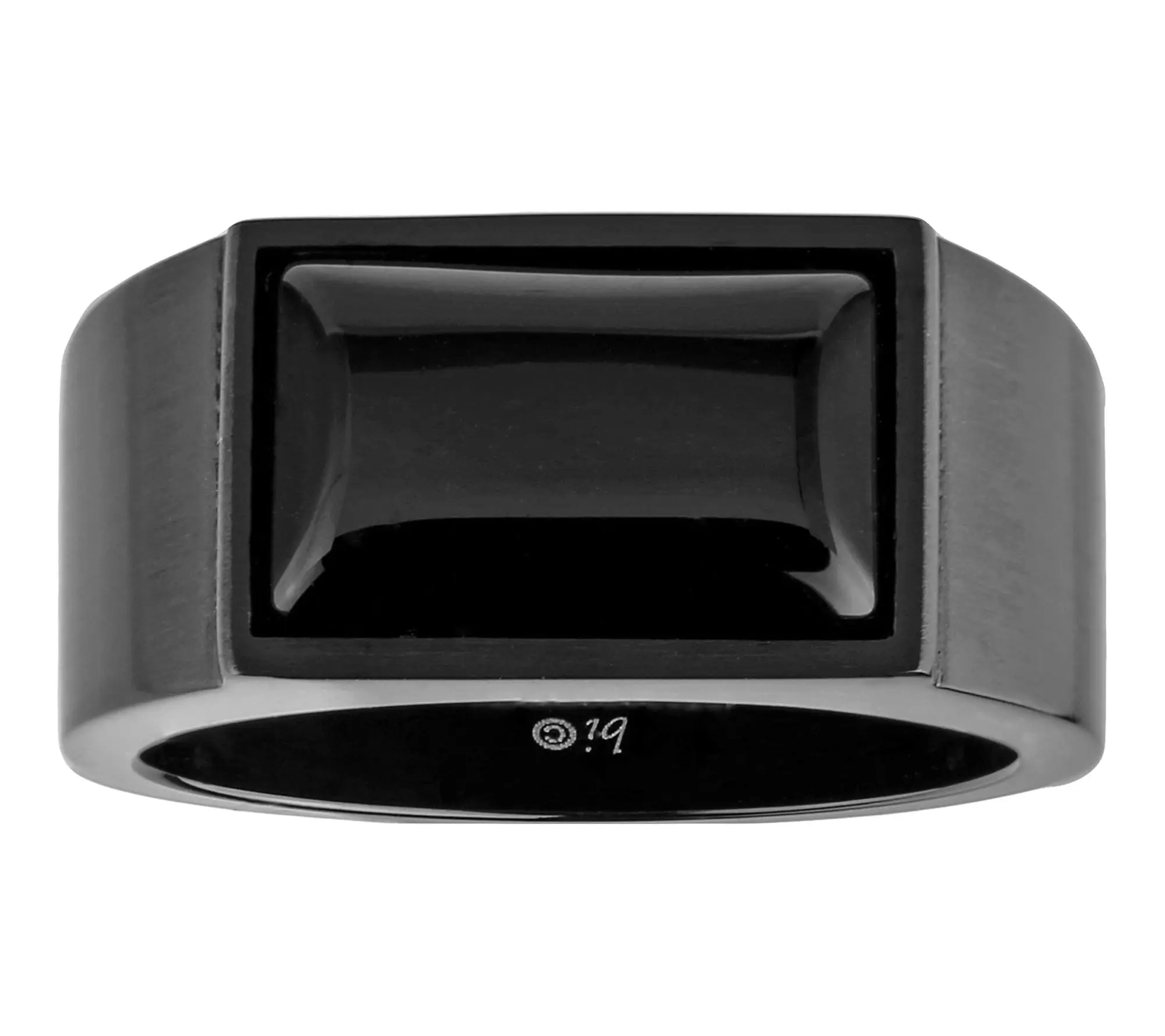 LYNX Men's Black IP Black Agate Ring