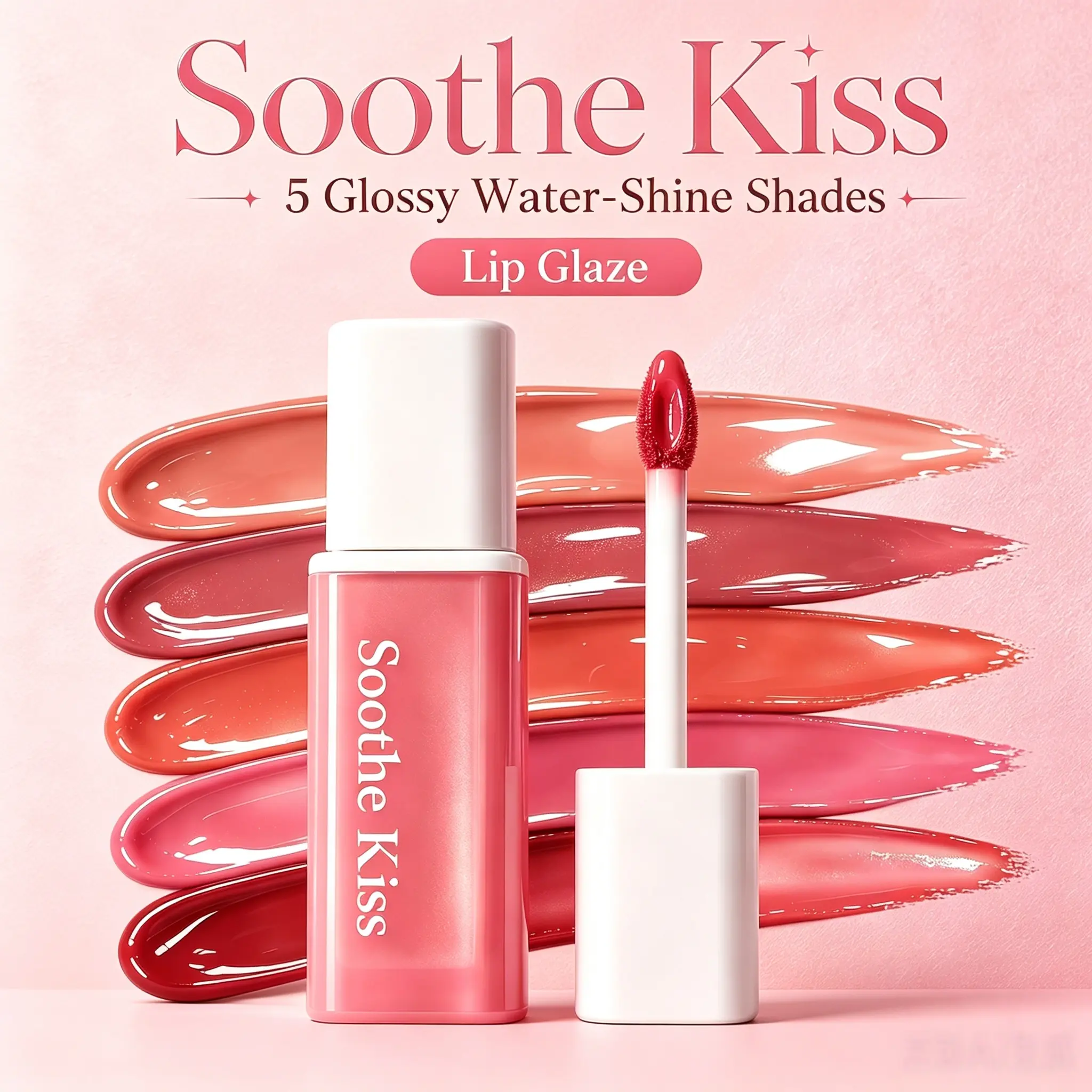 Soothe Kiss Fruity Glam Lip Tint - Smooth Hydrating Formula for Soft, Watery Glossy Lips, Long-Lasting High Pigmentation, Lightweight Non-Sticky Texture