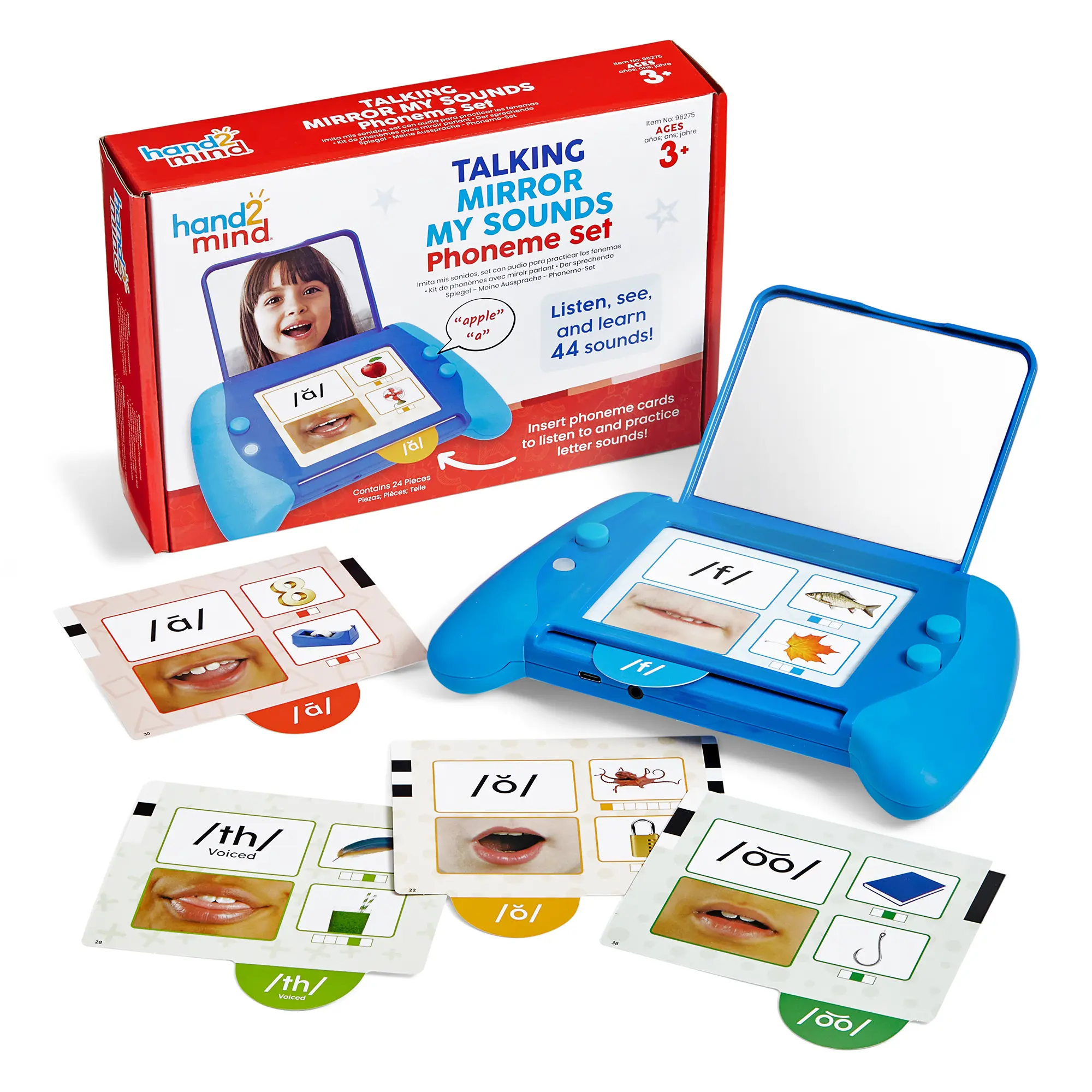 hand2mind Talking Mirror My Sounds Phoneme Set, Phonemic Awareness, Phonics Games, Letter Sounds, Phonics Flash Cards, Speech Therapy Materials, Phonics for Kindergarten, Toys That Help with Speech