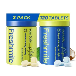 Freshmile Whitening Toothpaste Tablets - Mouthwash Tablets, Breath Fresheners for Adults, Tooth Repair with Xylitol & Hydroxyapatite (NHA), Fluoride-Free Mint Oral