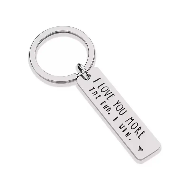 Engraved Bar Keychain with 'I Love You More' Quote, Stainless Steel Key Ring, Unique Romantic Anniversary Gift for Boyfriend, Girlfriend, Husband, or Wife, Gf Gift, Romantic Gifts For Her