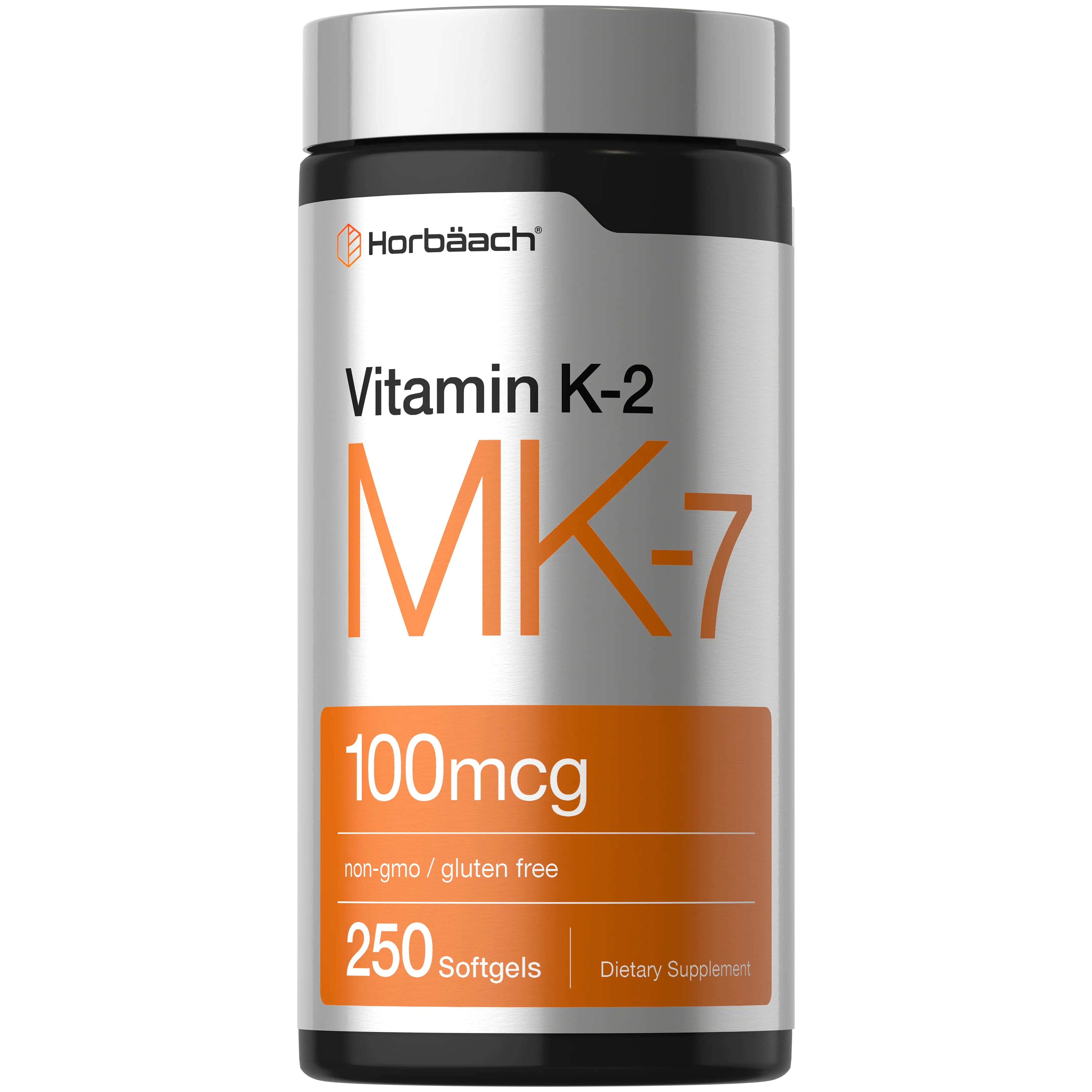 Horbäach Vitamin K2 MK7 100mcg | 250 Softgels | Non-GMO, Gluten Free Supplement