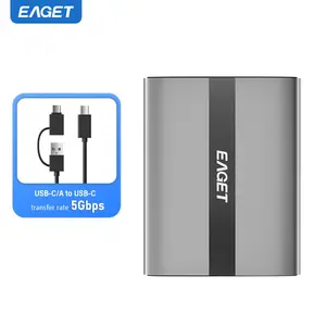 EAGET Portable SSD 500MB/s, 55g Mini Portable External Drive, Aluminum Alloy Body for Anti-Drop & Heat Dissipation, USB-C/USB-A Dual Compatibility, Store Photos, Music, Movies for Travel and Office