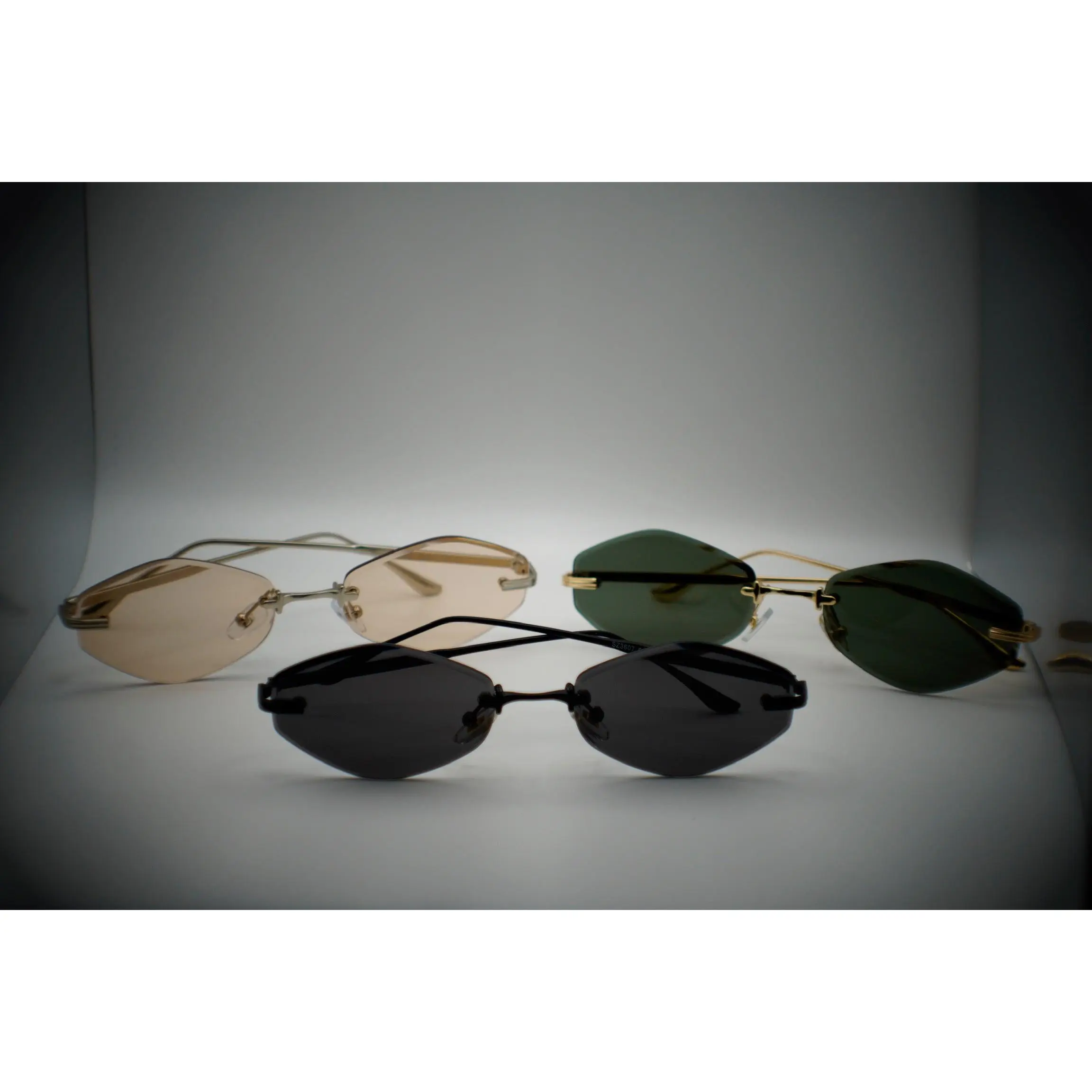 NEW Vintage Rimless Hexagon Sunglasses – Retro Metal Fashion Shades