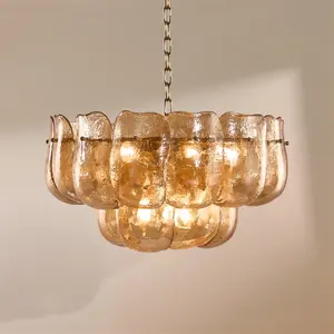 Z Gallerie Ember Glow Glass Chandelier, Modern 24x12.75" Indoor Lighting Fixture for Indoor Use with Warm Glow