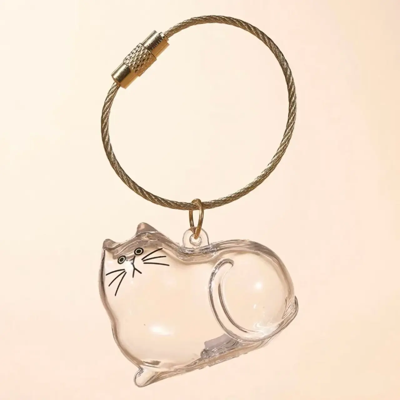 Blow-molded Transparent Chubby Cat [With Gold Ring