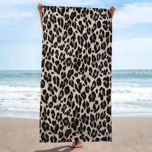 Soft Absorbent Modern Beach Towel - Leopard Print, Breathable, Travel Ready, Perfect for Beach Use, Swimming, Camping, Usable in Any Season,summervibes